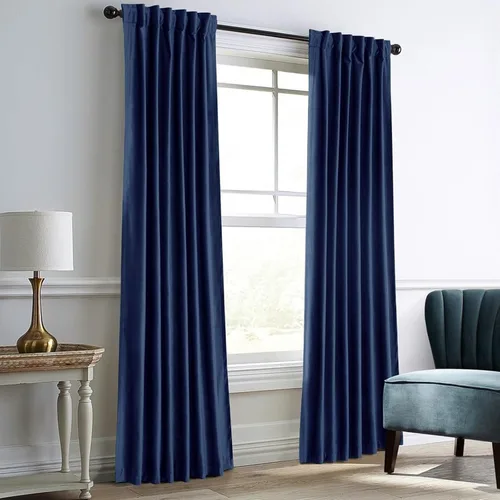 Vista 13 de Dreaming Casa Cortinas de Terciopelo Negro Oscurecedoras para Sala de Estar con Aislamiento Térmico Bolsillo para Varilla Pestaña Trasera Cortina