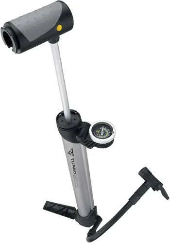 Topeak Turbo Morph - Bomba de bicicleta con manómetro, color plateado y negro