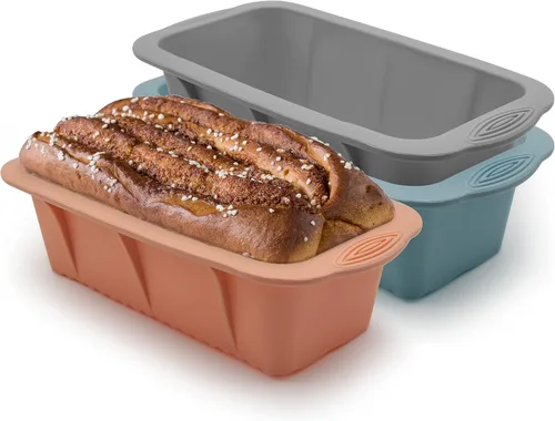 Paquete de 3 moldes de silicona para pan, moldes para hornear pasteles, brownies, pan largo de tartas de queso, pasteles caseros, pan de carne,