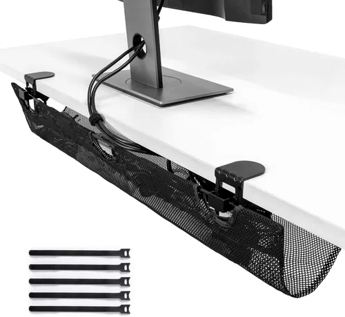 Vista 9 de Organización de cables de malla para debajo del escritorio, bandeja de administración de cables de 36 pulgadas para regleta de alimentación