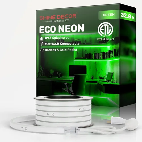 Vista 58 de Shine Decor Tira de luces LED AC 120V, cuerda de neón eco de 120 LED/m sin puntos, conectable y cortable, IP65 impermeable y resistente al clima
