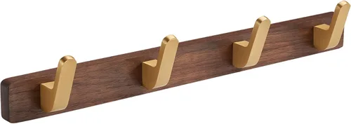 Vista 9 de Perchero montado en la pared, perchero colgante de entrada, riel para abrigos de metal y madera con 3 ganchos rústicos para abrigo, bufanda, bolsa