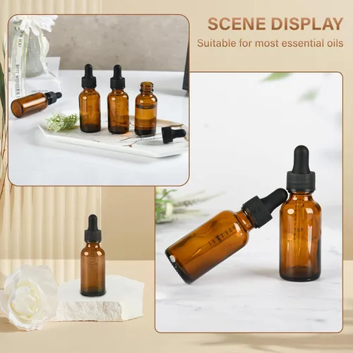 Vista 158 de NOOEEISS 4 piezas, botella con cuentagotas de 1 oz, botella de vidrio ámbar con cuentagotas, botellas de tintura con cuentagotas, acabado elegante