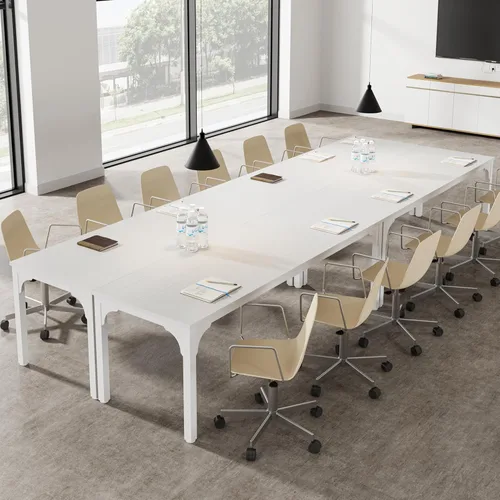 Vista 16 de Mesa de conferencias de 6.56 pies, mesa de seminario rectangular grande súper resistente para 8 personas, mesas largas de negocios, 1 unidad