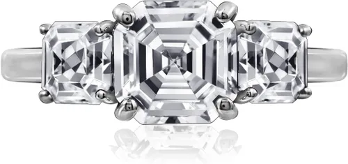 Vista 6 de Tienda Collection Sterling Silver Asscher or Oval Cut 3-Stone Ring made with Infinite Elements Cubic Zirconia
