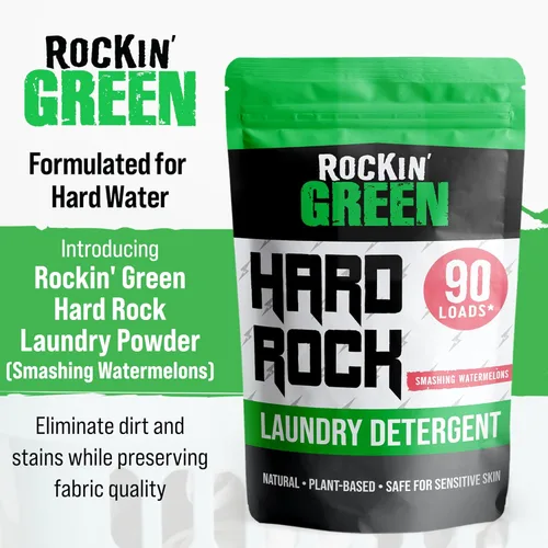 Vista 2 de Detergente en polvo Hard Rock, perfecto para lavar pañales de tela (cada bolsa de 45 onzas da para 90 cargas), de Rockin' Green , 45, Smashing