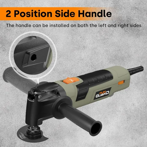 Vista 5 de Herramienta oscilante de 300 W, 6 velocidades variables 22000 OPM multiherramienta eléctrica con cable con ángulo de oscilación de 3.5°, sistema