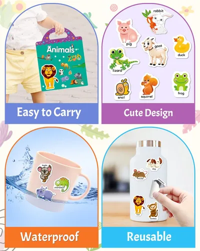 Vista 5 de Benresive - Libro de calcomanías reutilizables para niños de 2 a 4 años, libros con calcomanías de viaje divertidas y actividades de manualidades