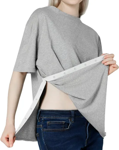 Women's Shoulder Surgery Recovery Shirts-Post Shoulder Surgery of Short Sleeves with Hidden Snap Buttons on Sides