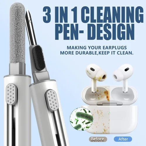 Vista 2 de Kit de limpieza Inesore para Airpods Pro Serie 3 2 1, herramienta de pluma de limpieza multifunción para auriculares, altavoces de iPhone