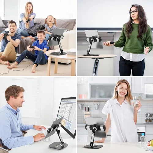 Vista 3 de AboveTEK Soporte para tableta, elegante soporte de aluminio para iPad, soporte plegable giratorio de 360° para tabletas/teléfonos inteligentes de 4