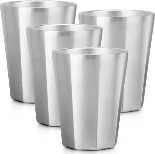Vista 12 de Beasea Mini vasos de acero inoxidable, juego de 4 vasos de metal de 6 onzas, apilables de acero inoxidable 304, vasos de doble pared con aislamiento