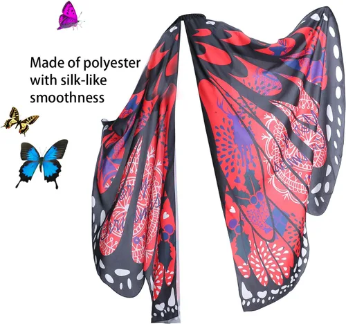 Vista 5 de AWAYTR Chal de alas de mariposa para mujer, capa de hadas para mujer, accesorio de disfraz de Halloween