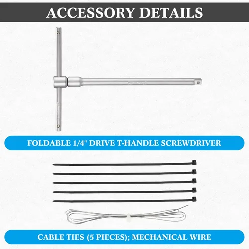 Vista 5 de Kit de Herramientas de Motocross de 26 Piezas Incluye Llave Combinada, Broca Hexagonal, Brocas, Manga, Destornillador, Controlador de Mango en T