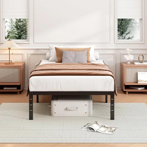 Vista 5 de Hafenpo Base de Cama Individual de 14 Pulgadas - Plataforma Metálica Robusta Tamaño Individual, No Requiere Somier, Resistente, Fácil de Montar