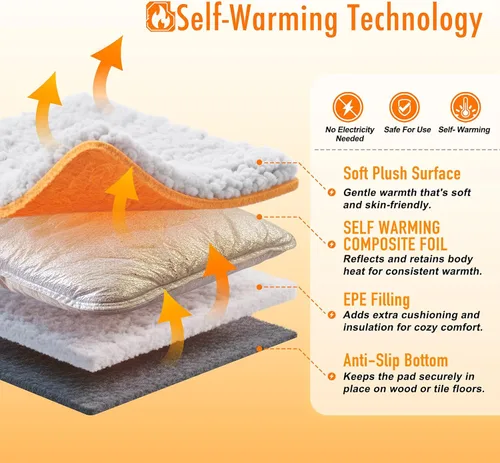 Vista 3 de WanpeeGoo Cama para gatos autocalentable, cama para gatos con calefacción, almohadilla térmica de lámina de aluminio de doble capa 2.0 mejorada