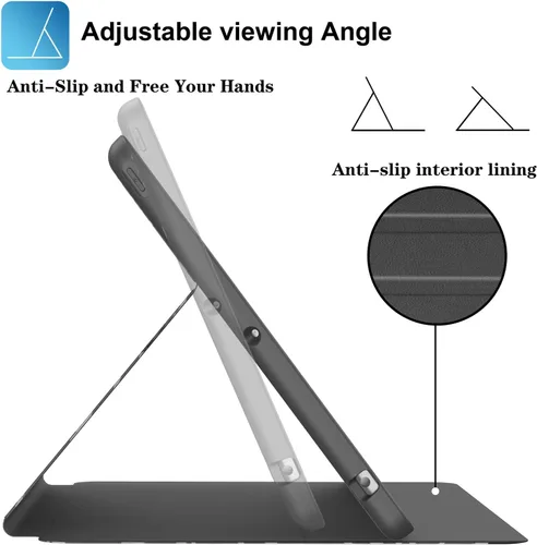 Vista 6 de Supveco Funda para iPad de 9ª/8ª/7ª Generación 10.2 pulgadas (Modelo 2021/2020/2019) con Soporte para Lápiz, Funda Folio Premium con Soporte