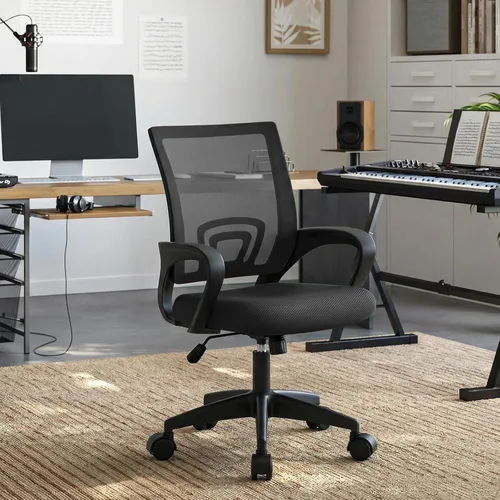 Vista 2 de Magshion Silla ergonómica de escritorio de oficina, silla de computadora de malla con respaldo medio, silla giratoria con respaldo transpirable