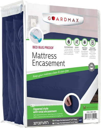 Vista 32 de Guardmax Funda de colchón de punto con cremallera, tamaño Queen, impermeable y a prueba de chinches, ropa de cama cómoda, suave y silenciosa