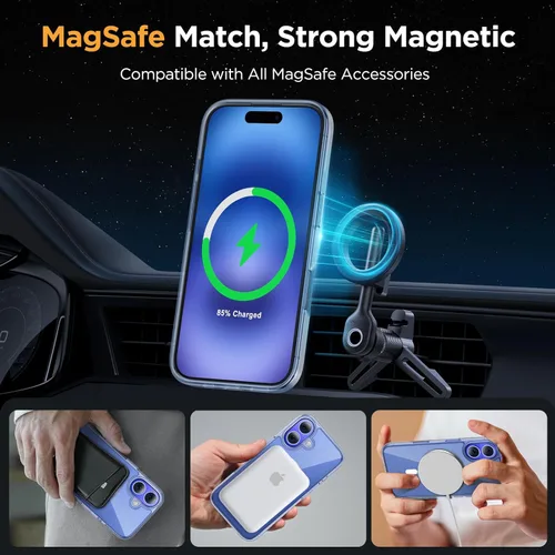 Vista 415 de Miracase - Funda magnética para iPhone 13 de 6.1 pulgadas (compatible con MagSafe) (con 2 protectores de pantalla), protección de grado militar