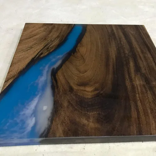 Vista 38 de Mesa de epoxi transparente, mesa de sofá con forma cuadrada, mesa auxiliar de resina de madera, mesa de centro de madera con borde natural para sala