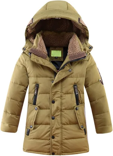 Vista 8 de Mallimoda Abrigos de plumón con capucha para niños, chaqueta cálida de invierno, abrigo acolchado sólido