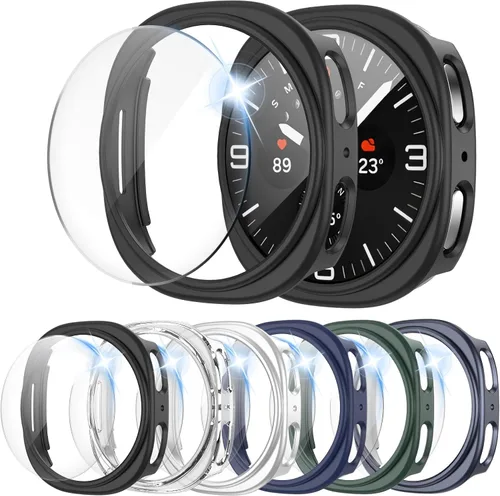 Vista 7 de HASDON Paquete de 6 + 6 fundas protectoras de pantalla para Samsung Galaxy FE/Galaxy Watch 5/Galaxy Watch 4 de 1.575 pulgadas, película de vidrio