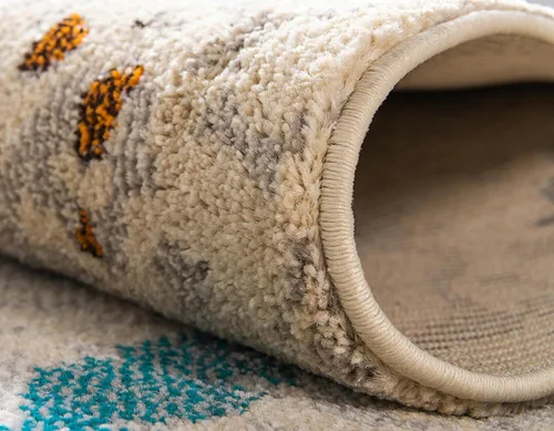 Vista 7 de Unique Loom Estrella Collection - Alfombra redonda abstracta moderna color crema (8' 0 x 8' 0)