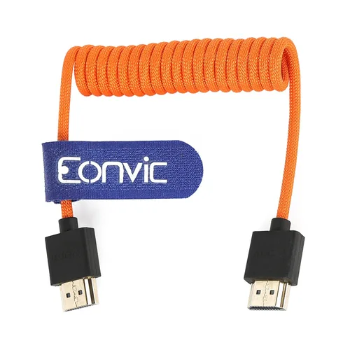 Vista 10 de Eonvic Cable en espiral HDMI 2.1 - Extensor HDMI 8K para Atomos Ninja V, Sony a7siii, Portkeys BM5 Monitor