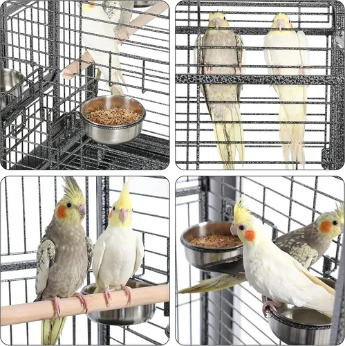 Vista 4 de Yaheetech Jaula para pájaros extra grande de 63 pulgadas con tapa de juego abierta para loros grises africanos/loro amazónico/caiques/guacamayo