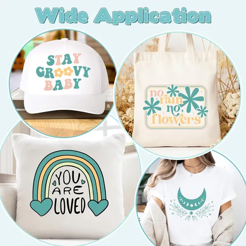 Vista 4 de Vinilo de Transferencia de Calor Bohemio Oscuro - 8 Hojas 12'' x 10'' Azul HTV Azul Egeo Vinilo para Planchar para Camisetas