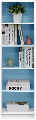 Vista 432 de Furinno - Estantería de cubos de 5 niveles serie Luder para libros y almacenamiento, color roble francés