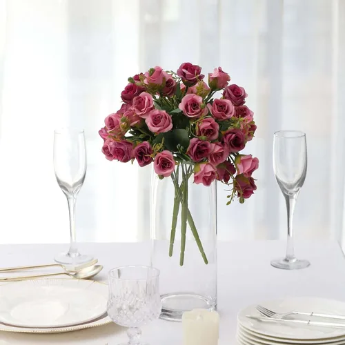Vista 8 de Efavormart - Paquete de 2 ramos de rosas artificiales abiertas de 12 pulgadas, arreglos florales de imitación vintage para bodas bohemias