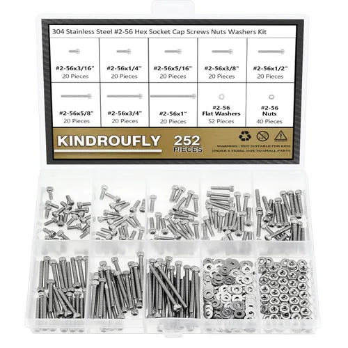 Vista 17 de 66 piezas de 1/4-20 x 3/8 pulgadas, 1/2 pulgadas, 5/8 pulgadas, 3/4 pulgadas, 1 pulgada, kit surtido de tuercas de cabeza de botón, acero inoxidable