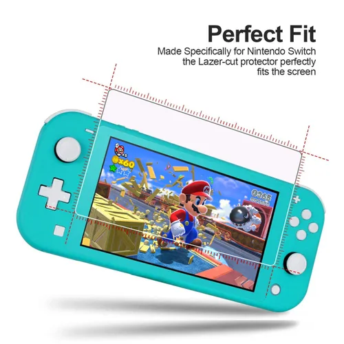 Vista 3 de daydayup Paquete de 4 protectores de pantalla de vidrio templado para Nintendo Switch Lite, 0.012 in de grosor, dureza 9H, transparente