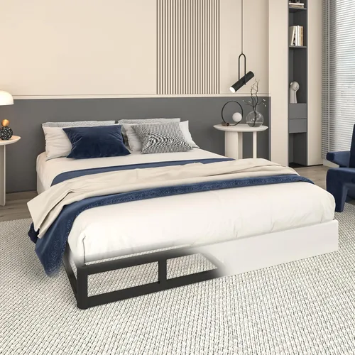 Vista 8 de Base de cama con somier individual de 7 pulgadas, base de colchón individual de metal para uso pesado con cubierta de tela, fácil montaje