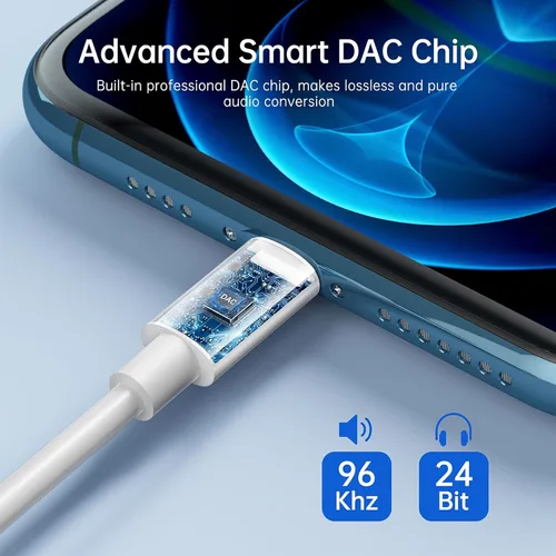 Vista 4 de [Certificado MFi de Apple] Adaptador de conector de auriculares C a 0.138 in, convertidor de conector de auriculares para iPhone, compatible