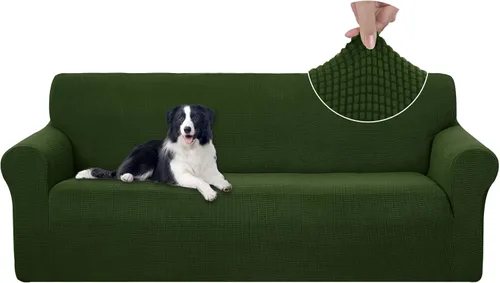 Vista 45 de U-NICE HOME Funda elástica para sofá, lavable, protector de muebles para sofá de 3 cojines, apta para mascotas (sofá, beige)