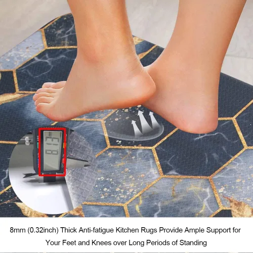 Vista 4 de Colorful Star Tapete de cocina de mármol, impermeable, antideslizante, acolchado, de piel de PVC, cómodo, antifatiga, para fregadero de cocina