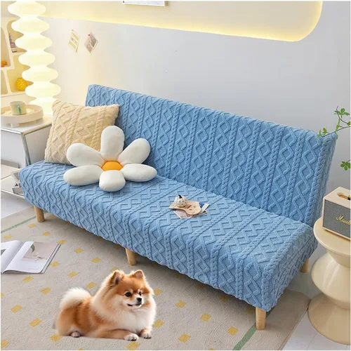 Funda de terciopelo coral para futón, funda para sofá cama sin brazos a prueba de arañazos y gatos para sala de estar (azul, S) de Ouxeer