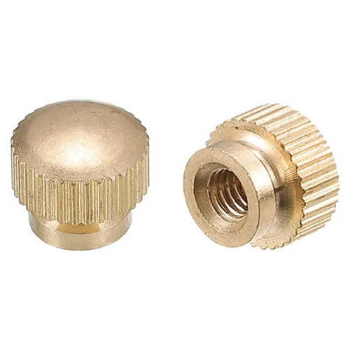 Vista 10 de uxcell Tuercas moleteadas para pulgar, 5 tuercas moleteadas de latón M3 x D10mm x H8mm con collar de cabeza alta con agujero ciego moleteado
