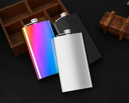 Vista 9 de Petaca de whisky de bolsillo negro mate de 12 onzas con embudo y caja, acero inoxidable y a prueba de fugas