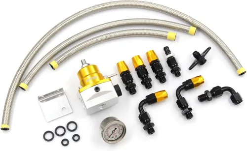 Vista 8 de Kit de regulador de presión de combustible EFI universal ajustable con manómetro de presión de combustible de 0-160 psi y kit de conectores