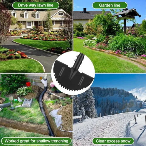 Vista 6 de Cortadora de media luna, afilada herramienta de césped Manuel con mango de agarre en T, herramientas de borde manual para paisajismo, jardín