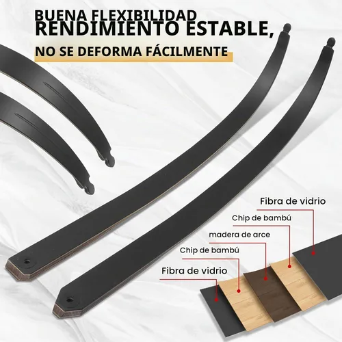 Vista 6 de Obert Arco Original de Cazar Negro Desmontable Recurvo de 60 Pulgadas con Miembros de Núcleo de Bambú para Tiro con Arco de Caza y Práctica