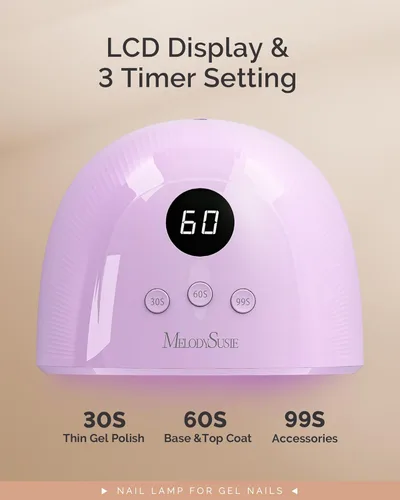 Vista 11 de MelodySusie Lámpara de uñas LED UV, luz UV profesional para todas las uñas de gel, secado rápido con sensor automático, 4 temporizadores, pantalla