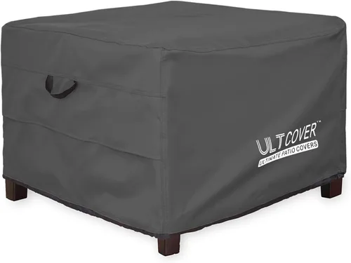 ULTCOVER Funda Impermeable para Otomana de Patio Cuadrada Mesa Lateral de Exterior Cubiertas de Muebles Tamaño 20L x 20A x 18Al pulgadas, Negro