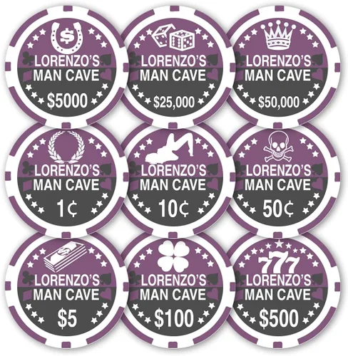 Vista 8 de DA VINCI Fichas de póquer personalizadas: selecciona una imagen prediseñada, denominación en dólares y agrega tu propio texto, 25 fichas de póquer a