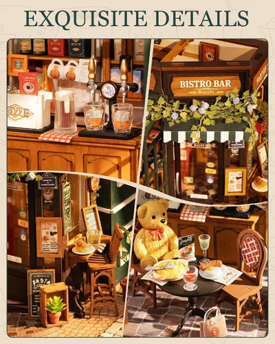Vista 4 de Rolife Kit de casa de muñecas en miniatura para cafetería, regalo creativo