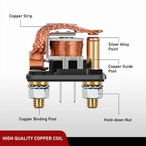 Vista 2 de Nilight Relé de Arranque de 120A, Interruptor de Relés Divididos de 4 Pines, 12V Continuo Servicio Pesado SPST Alta Corriente 4 Terminales Control